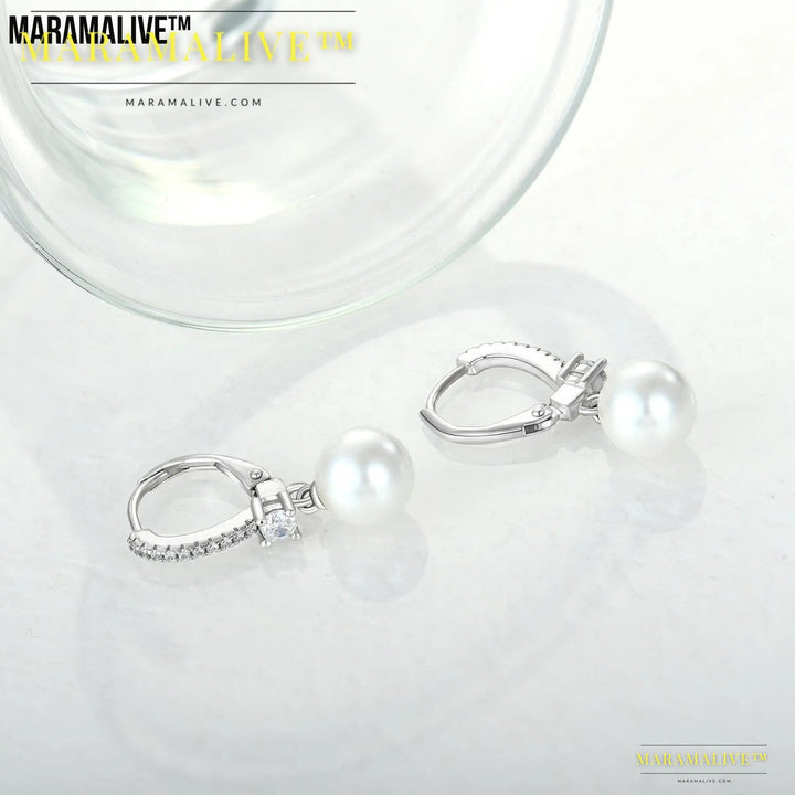 SERIOUSLY I WILL DIE WITHOUT THESE Vintage Elegant Silver Pearl Zircon Earrings