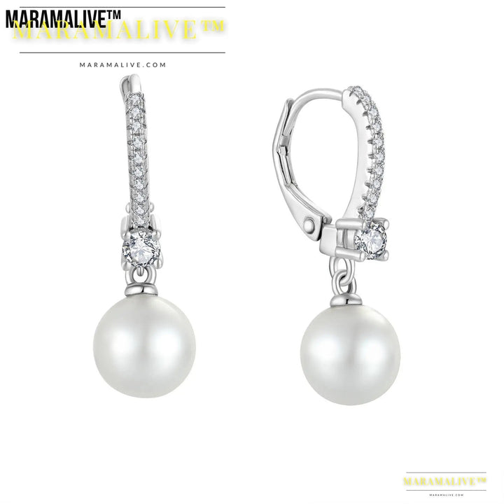 SERIOUSLY I WILL DIE WITHOUT THESE Vintage Elegant Silver Pearl Zircon Earrings