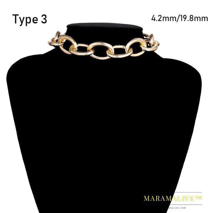 SHIXIN Punk Exaggerated Heavy Metal Big Thick Chain Choker Necklace Women Goth Fashion Night Club Jewelry Female Chocker Collier