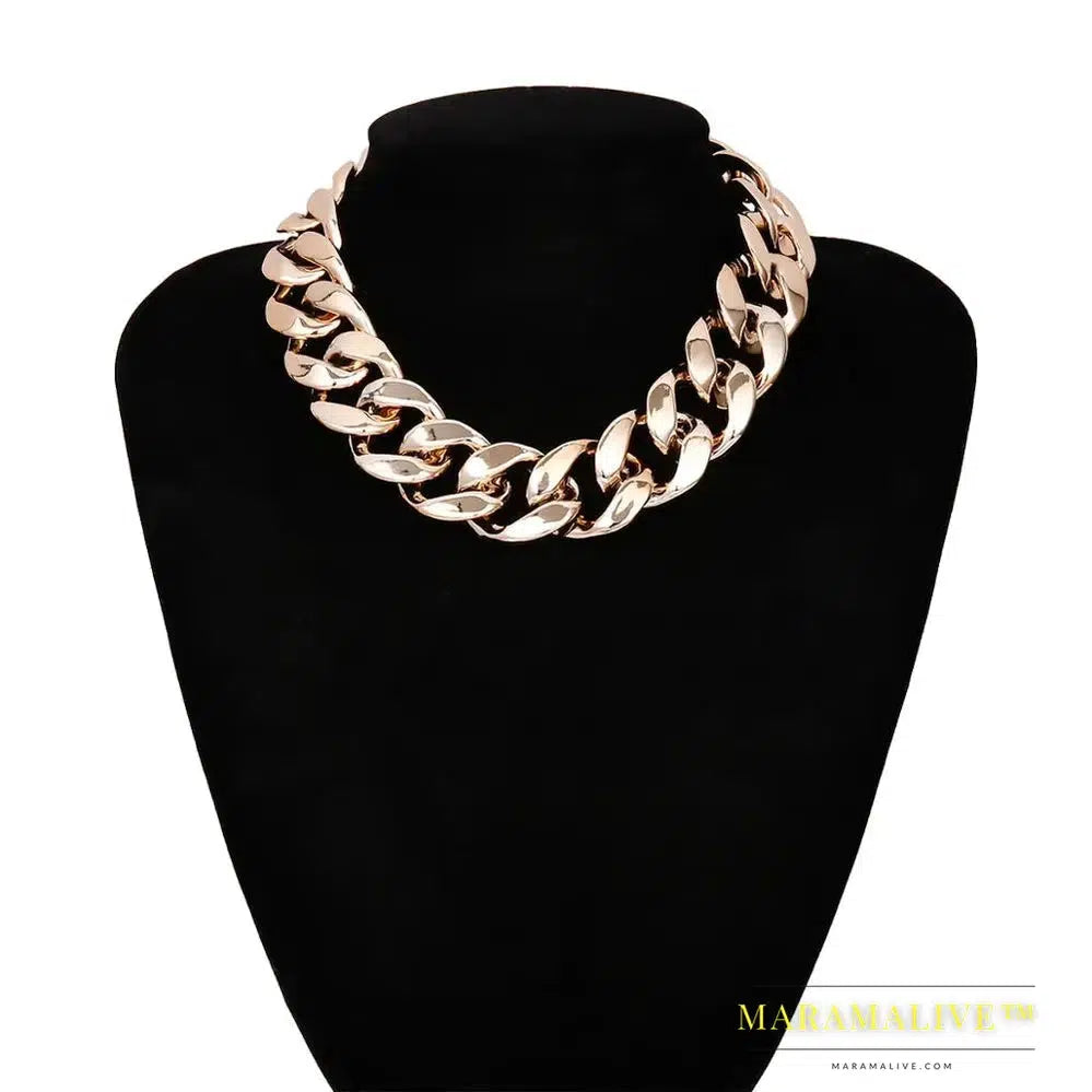 SHIXIN Punk Exaggerated Heavy Metal Big Thick Chain Choker Necklace Women Goth Fashion Night Club Jewelry Female Chocker Collier