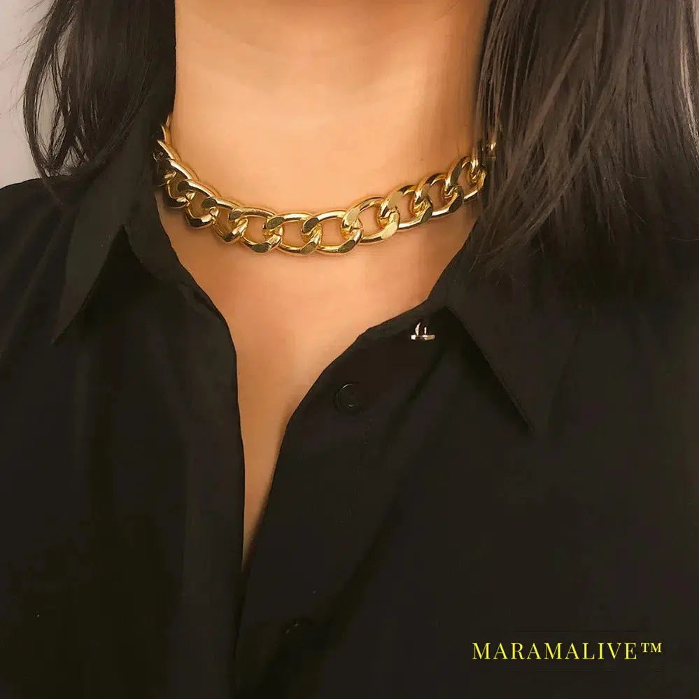 SHIXIN Punk Exaggerated Heavy Metal Big Thick Chain Choker Necklace Women Goth Fashion Night Club Jewelry Female Chocker Collier