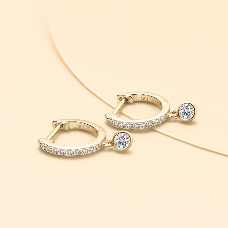 Drop Earrings Real D Color VVS1 Moissanite Diamond Hoops Earrings 925 Silver Woman Jewelry original Certified