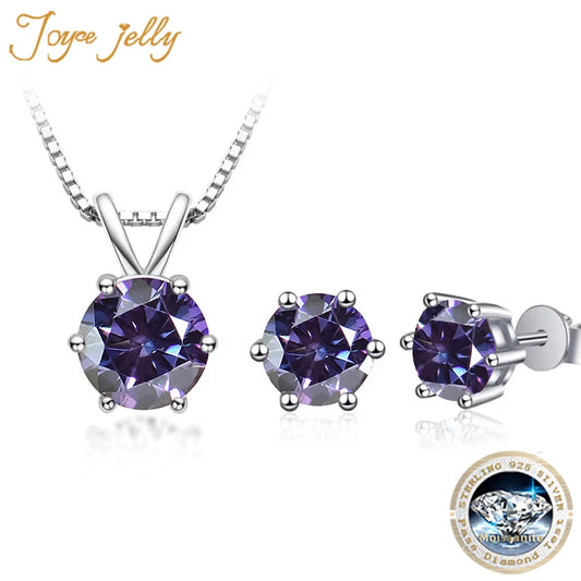 Moissanite Jewelry Set with GRA Sterling Silver 925 Necklace Earrings Wedding Fine Jewelry Pass Diamond Tester