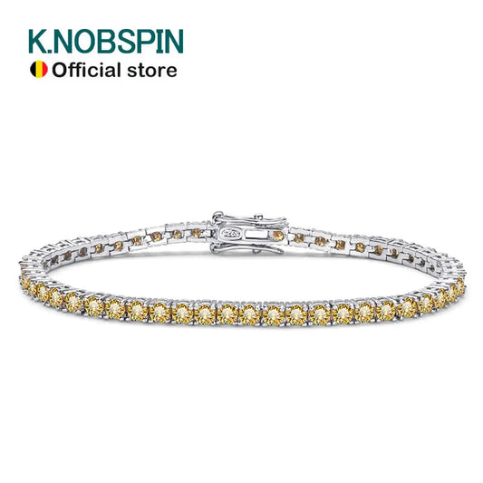 Champagne Real Moissanite Tennis Bracelet Sparkling Full Diamond Trendy Jewelry GRA Certified 925 Silver Bracelets