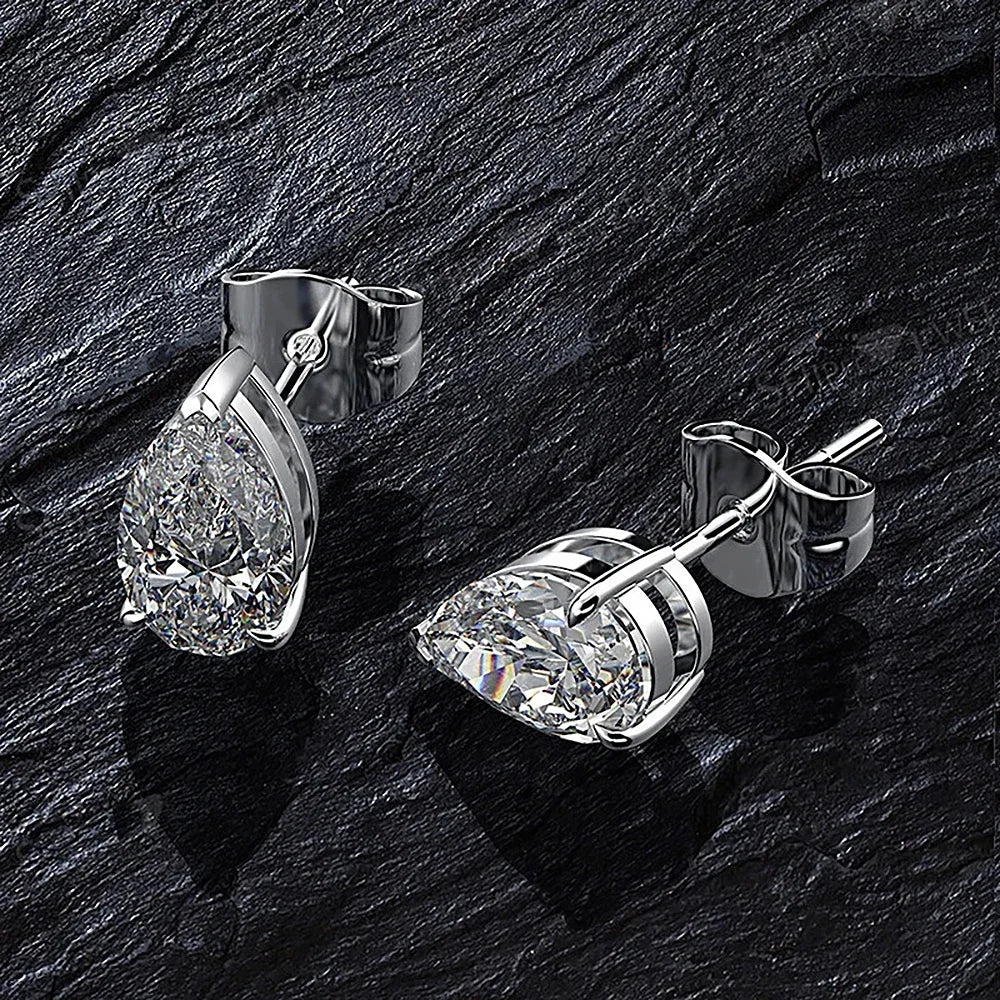 Chic Pear-Cut Moissanite Earrings in Stylish Design