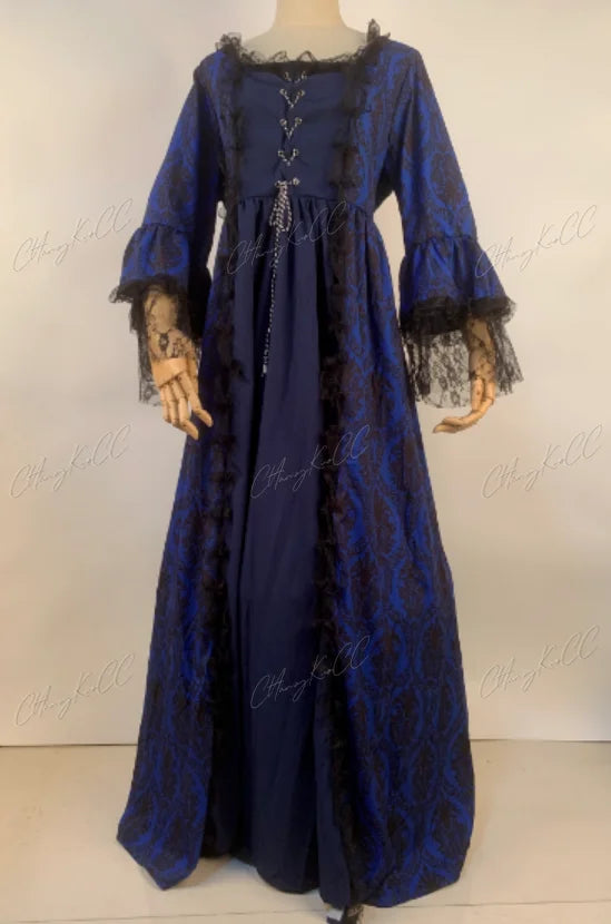 Plus Size 5XL Steampunk Vintage Women Medieval Dress Gothic Lady Vampire Lace Sleeve Halloween Costume