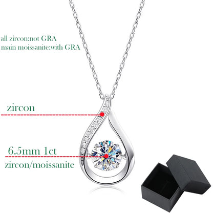 100% Moissanite Necklace Pendant for Women 1.0ct 6.5mm 925 Silver Jewelry Wedding Sparkling Round Cut Moissanite Pendant