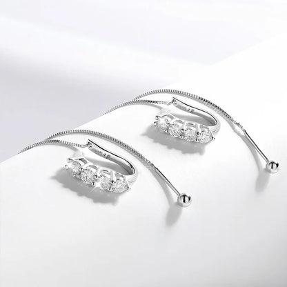 0.8ct Test Passed Moissanite Earring Luxury Design Anti-lost Simulated Diamond Drop Earrings 925 Silver Plated Platinum