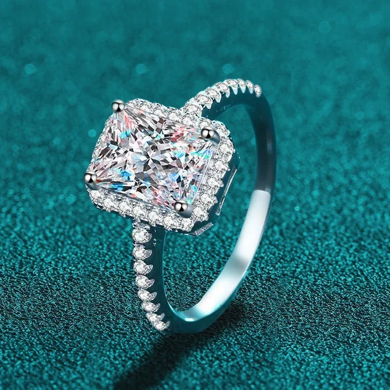 Brilliant Cut Emerald Moissanite Ring for Engagement