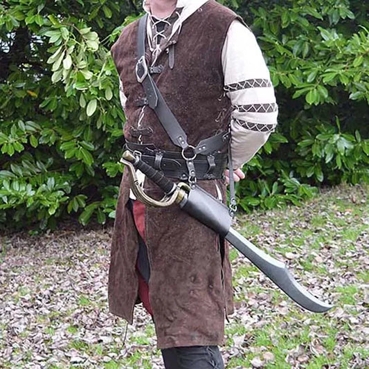 Medieval Viking Warrior Pirate Naval Cutlass Sheath PU Leather Sword Scabbard Harness Film Knight Larp Cosplay Costume Props