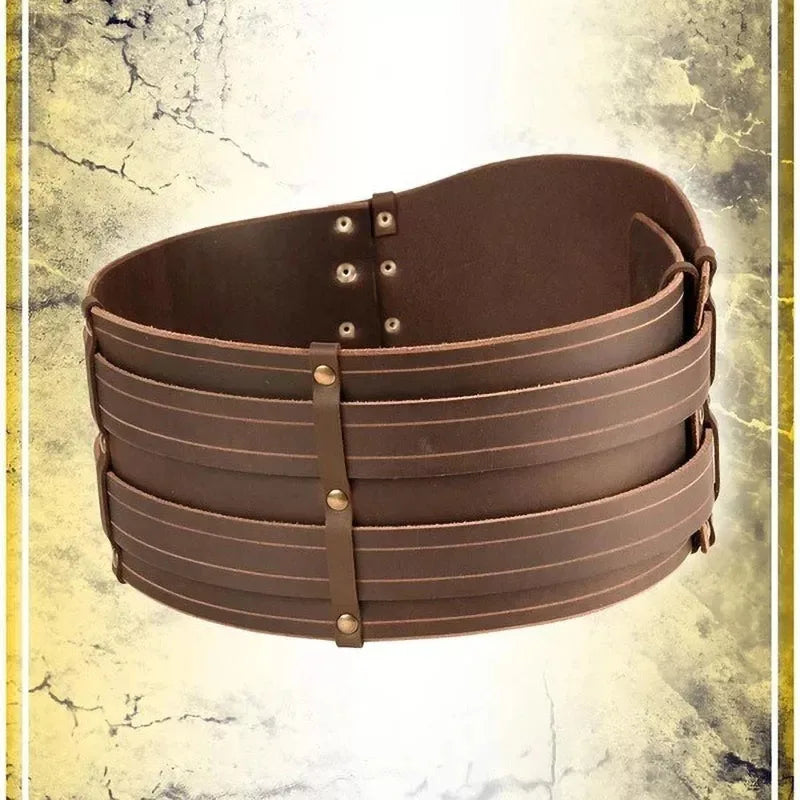 Medieval Steampunk Festival Wide Faux Leather Belt Gothic Larp Cosplay Viking Knight Waistband Waist Protector for Men Women