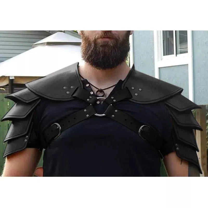 Medieval Viking Gladiator Warrior Leather Pauldrons Double Shoulder Armor Spaulders Samurai Knight Cosplay Costume Props For Men