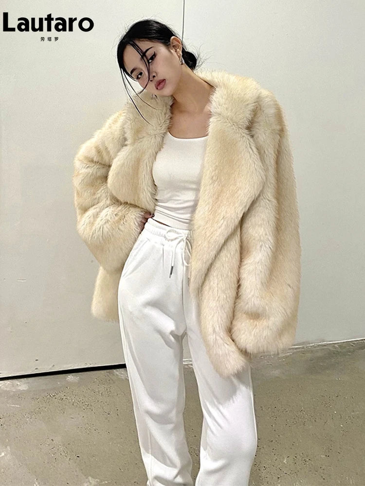 Winter Loose Casual Thick Warm Soft Hairy Faux Fur Coat Women Luxury High Quality Furry Fluffy Jacket Fashion