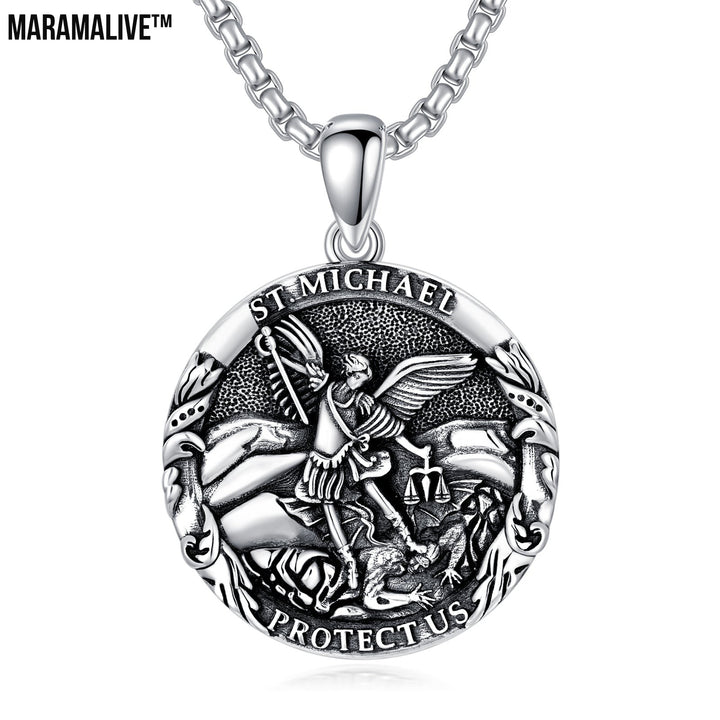 Saint Michael Medal Pendant Necklace The Archangel Catholic Medallions Amulet