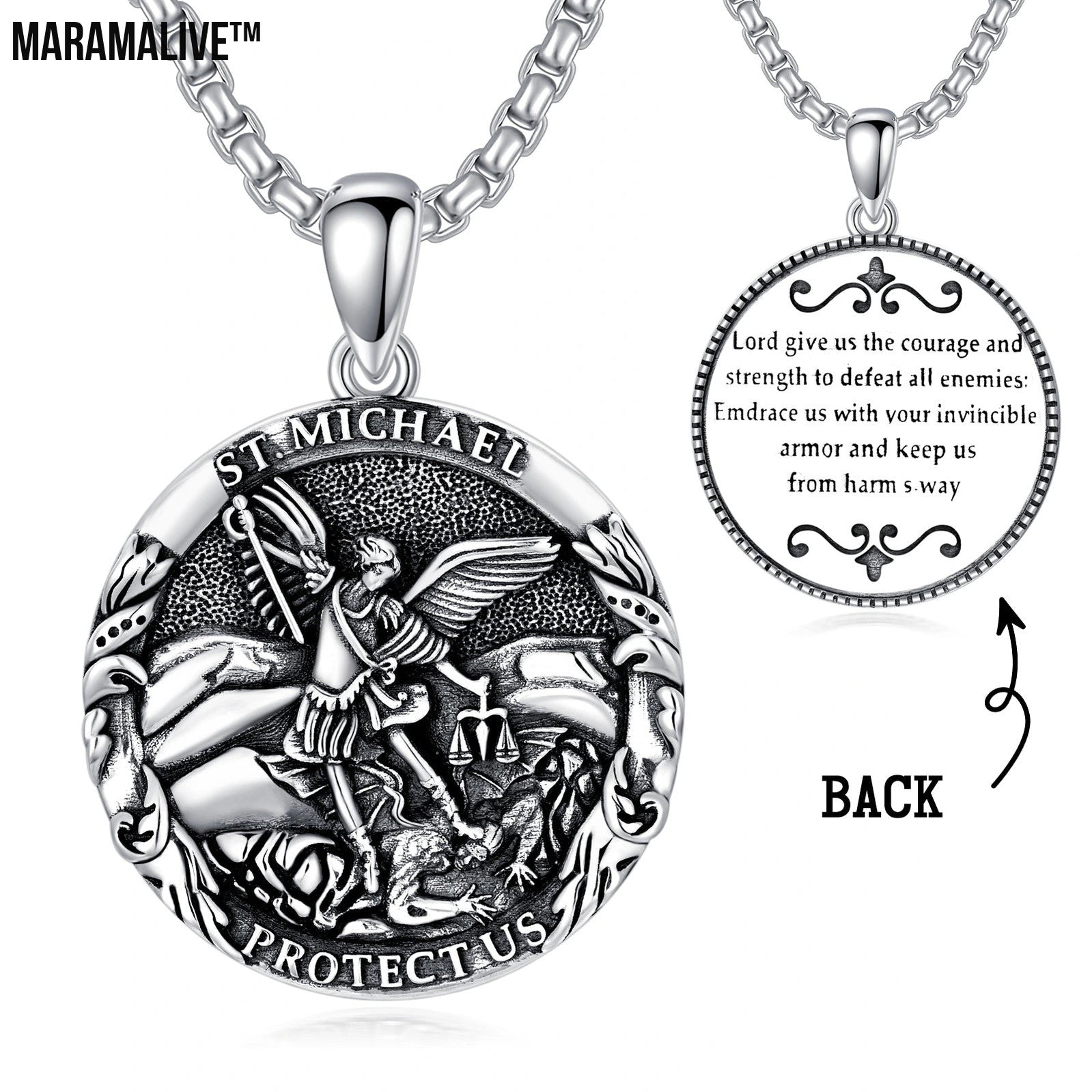 Saint Michael Medal Pendant Necklace The Archangel Catholic Medallions Amulet