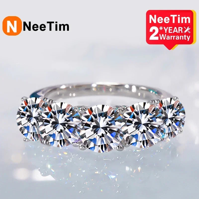 Full Moissanite Ring for Women S925 Sterling Silver Eternity Sparkling Diamond Band Wedding Rings Jewelry GRA