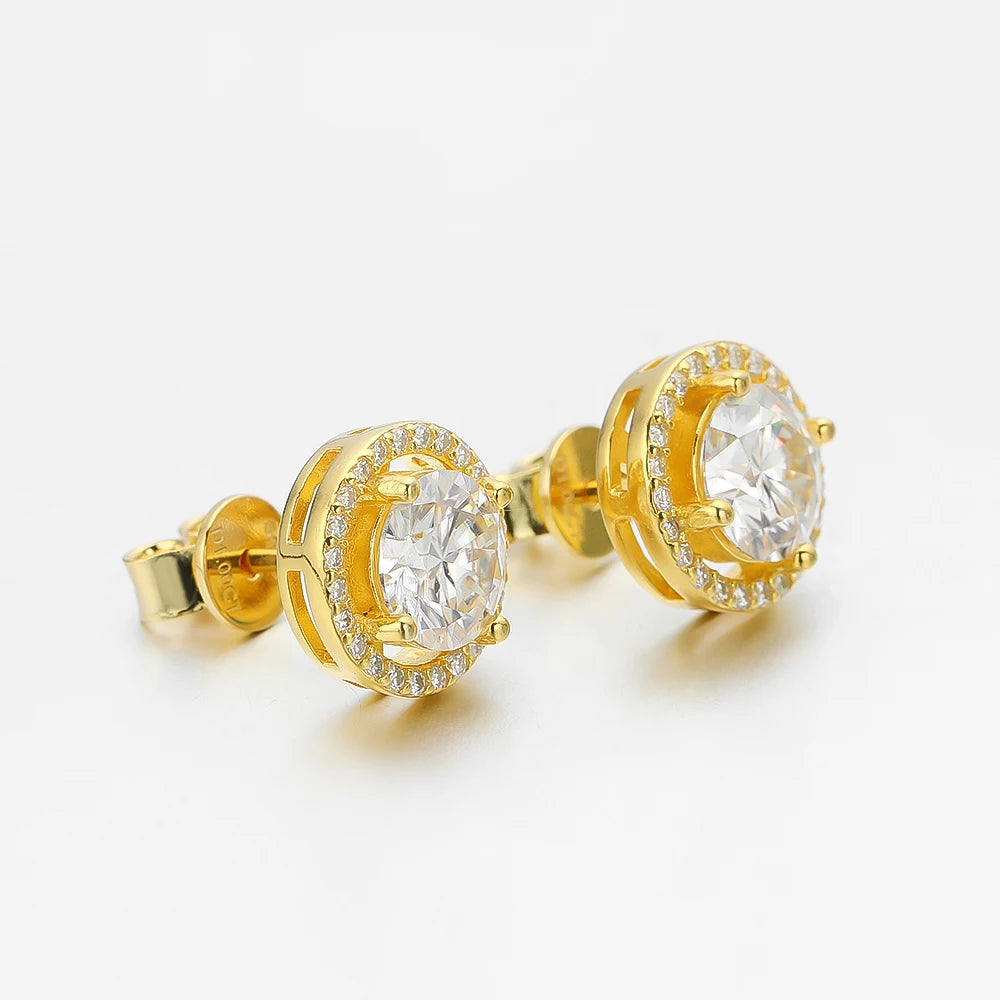 Trendy 1-4CT Full Moissanite Stud Earrings For Women Party Bridal Fine Jewelry S925 Sterling Silver Diamond Earring