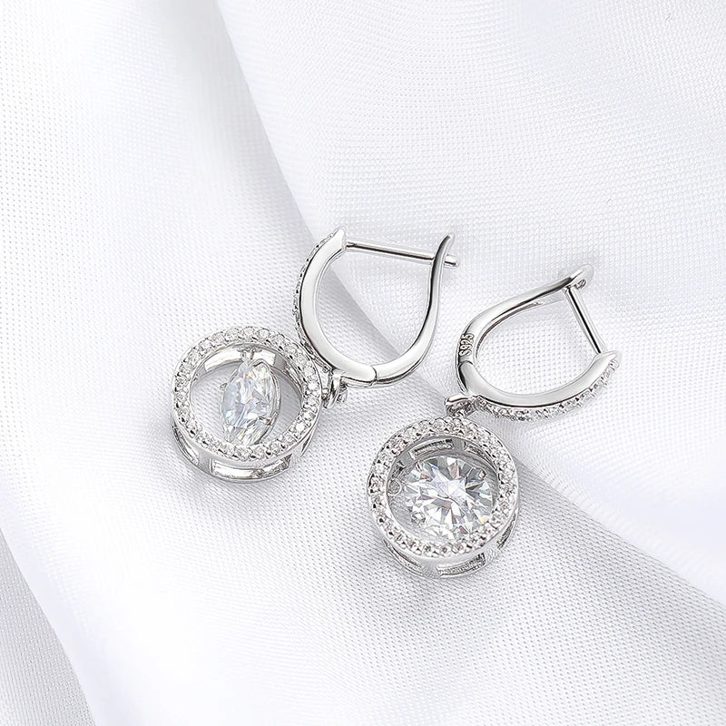 White Gold Plated 0.5/1CT Moissanite Drop Earring for Women Sparkling Beating Heart Earring S925 Sterling Silver Jewelry