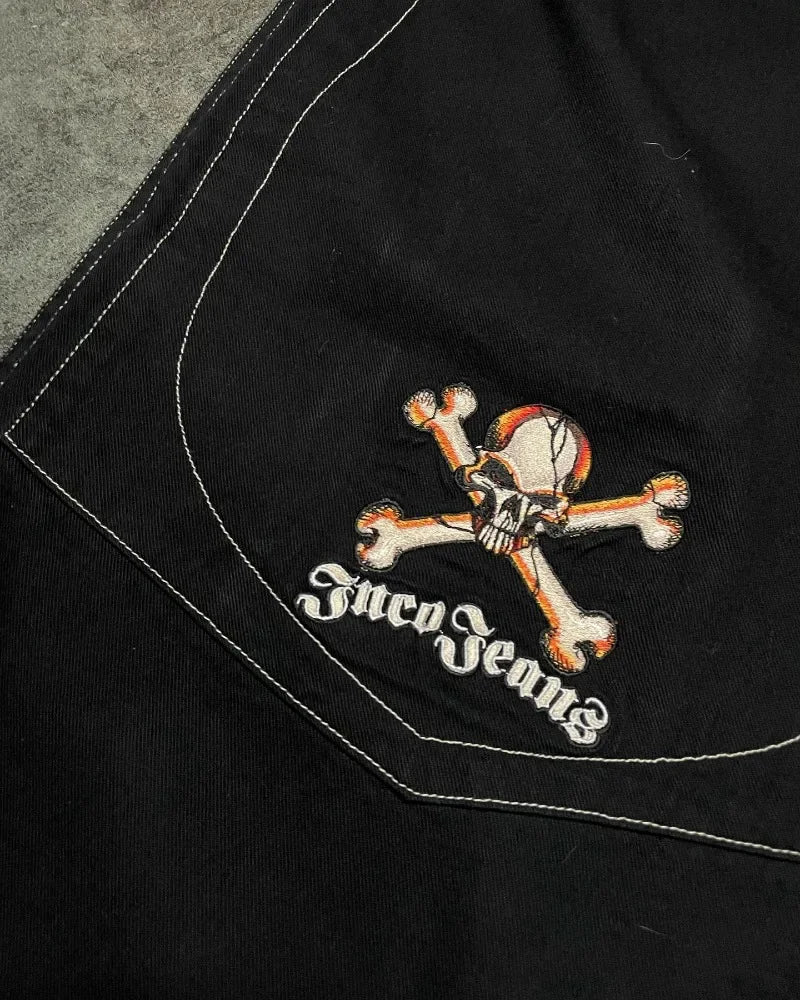 Vintage Embroidered baggy jeans women JNCO Y2K clothing high quality Hip Hop jeans streetwear Goth high waisted jeans