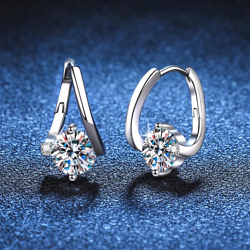 Moissanite Hoop Earrings For Women Party S925 Sterling Silver Diamond Earring