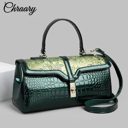 New Arrivals Luxury Women Bag Patent Leather Floral Ladies Totes High-quality Fashionable Large Capacity Women's Crossbody Bags