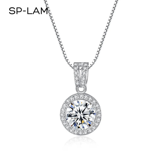 Moissanite Diamond Pendant Necklaces For Women 925 Sterling Silver Luxury Chain Trending Iced Bling Wedding Jewelry