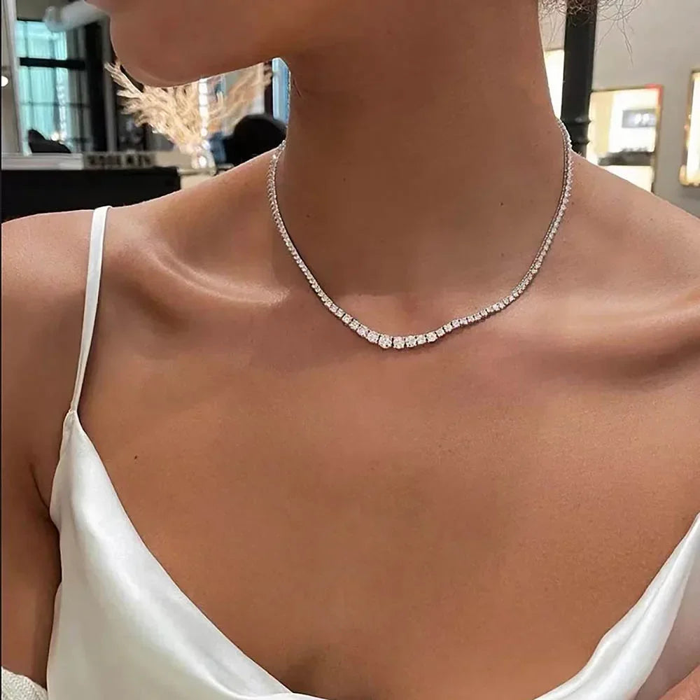 Moissanite Tennis Necklace 925 Sterling Silver D Color Lab Diamond Necklaces with GRA Certificate Fine Jewelry for Women