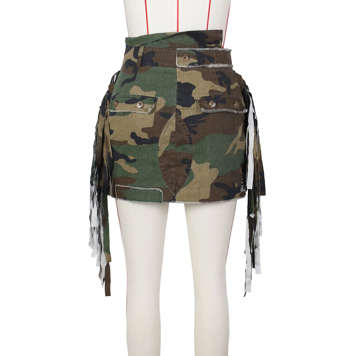 Summer Women's Camo Skirt Trimmed 2024 Fringe Slim-Fit Bag Hip Comfortable Fashion Sexy Ladies Skirt Street Wear
