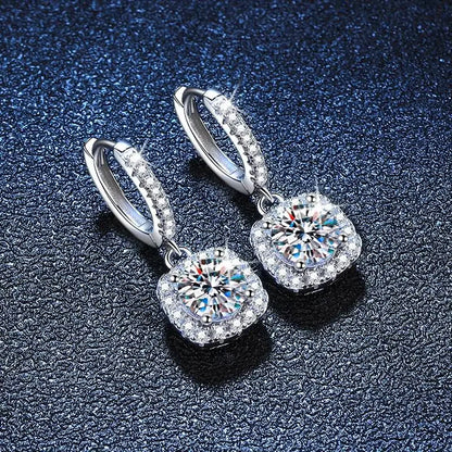 2 Carat Moissanite Drop Earrings for Women S925 Sterling Silver Sparkling Lab Diamond Earring Women's Wedding Jewelry