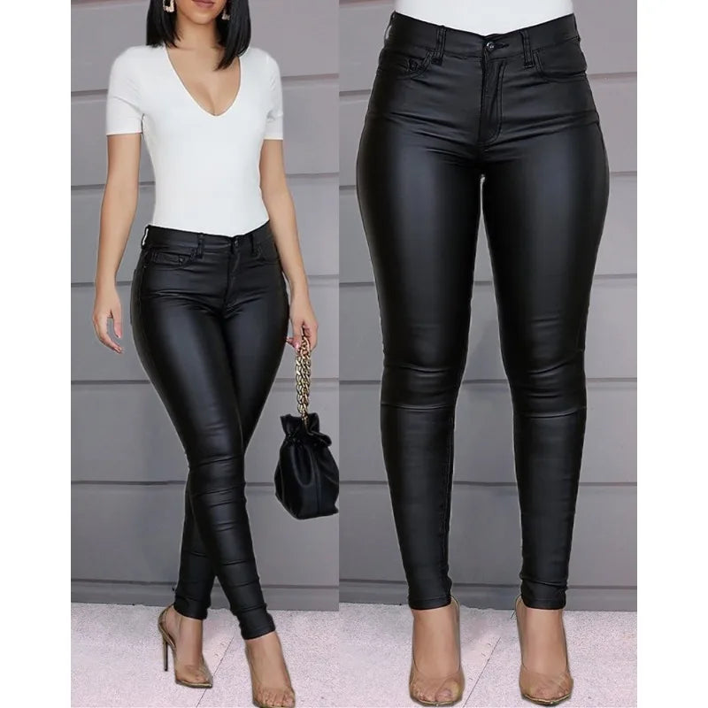 Women's Tight Zipper Decor Fashion Leggings Trousers Street Clothing Women Casual High Waist Skinny Pants