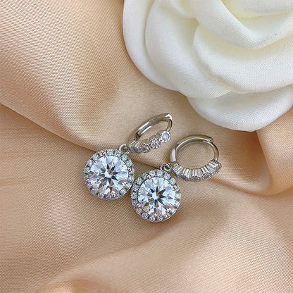 Original 3ct moissanite Hoop earring for Women Round Sunflower Diamond Drop Earring With Gra 925 silver Fine Jewelry 2024 trend