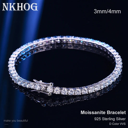 Moissanite Tennis Bracelet For Women Men 925 Sterling Silver Party Wedding Bangles With GRA Fine Jewelry Gift