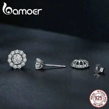 Classic Moissanite Stud Earrings 925 Silver Detachable Flower Earrings for Women D Color Lab Diamond Wedding Jewelry