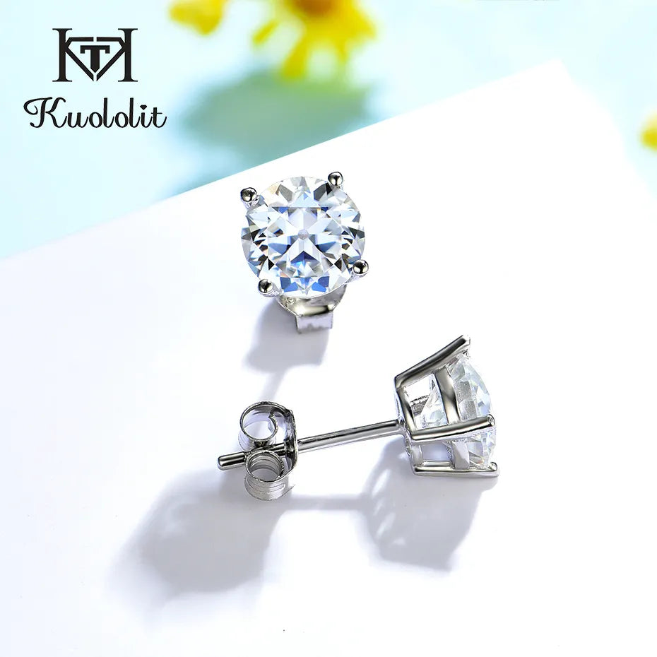 Moissanite Stud Earrings for Women Solid 925 Sterling Silver Brillant Cut  D VVS Solitaire for Christmas Fine