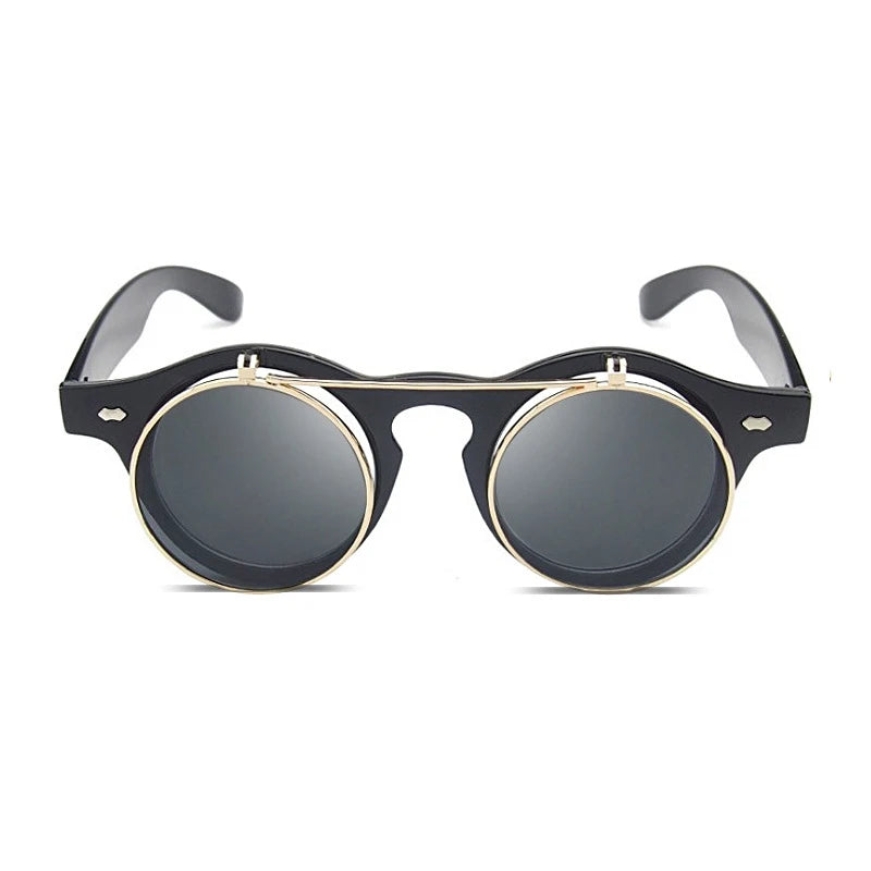 Vintage Steampunk Goggles Clip on Sunglasses Retro Flip Up Eyeglasses Gothic Eyewear UV400 Punk Glasses Oculos