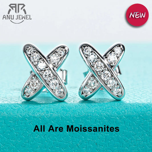 Moissanite Diamond Earrings 925 Sterling Silver D Color VVS1 Moissanite Classic Cross Stud Earrings For Woman Jewelry