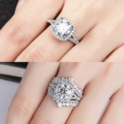 AnuJewel 3ct D Color Moissanite Halo Engagement Wedding Ring With GRA Cer 925 Sterling Silver Rings For Women Jewelry Wholesale