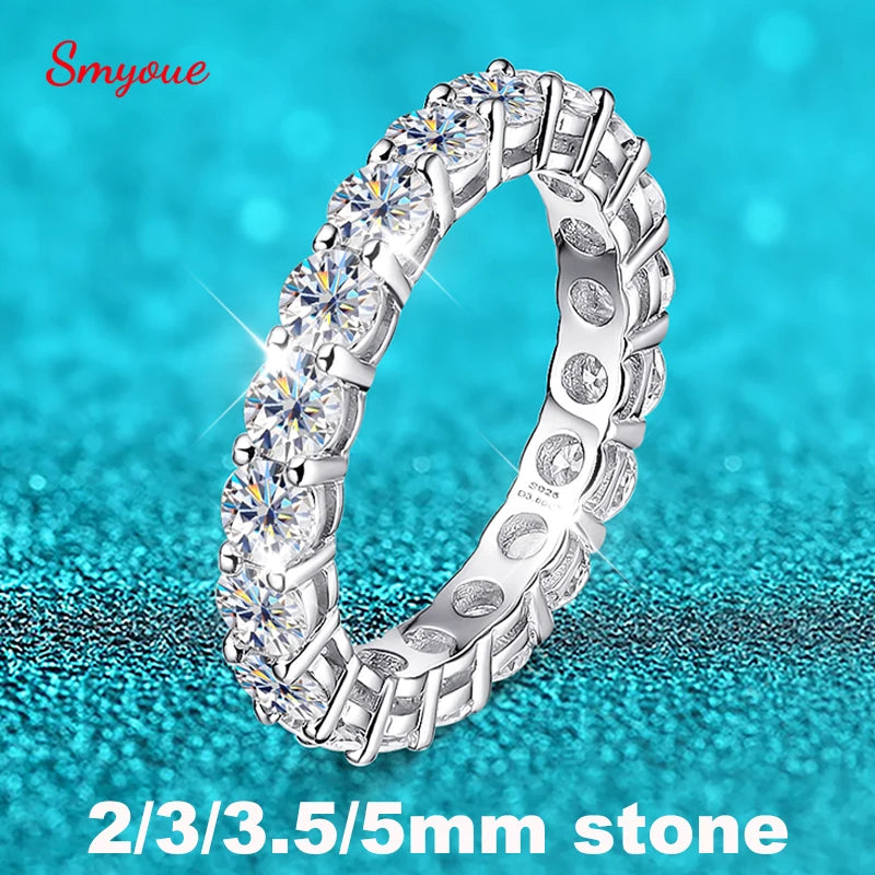 Full Moissanite Ring for Women Sparkling Wedding Eternity Bands 100% S925 Sterling Silver Jewelry Classic Ring GRA