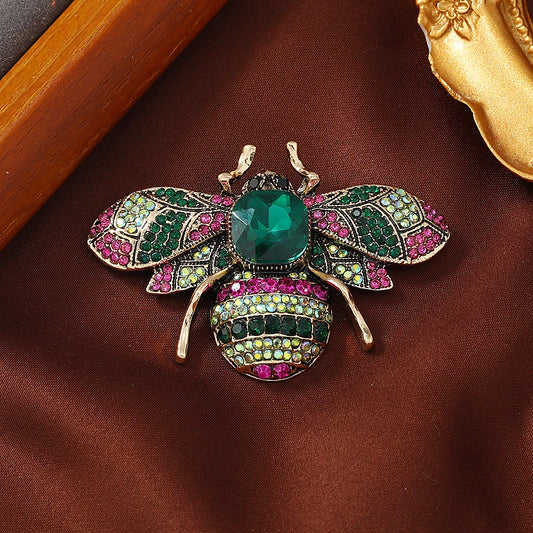 Crystal Bee Brooches For Women Vintage Beetle Pin Insect Jewelry Alloy Material Fashion Coat Accessories