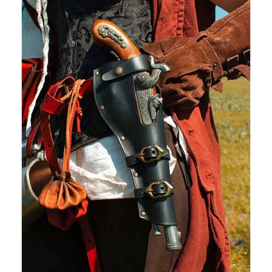Renaissance Victorian Pirate Flintlock Blunderbuss Pistol Holster Buccaneer Corsair Cosplay Costume Belt Parts LARP Props Holder