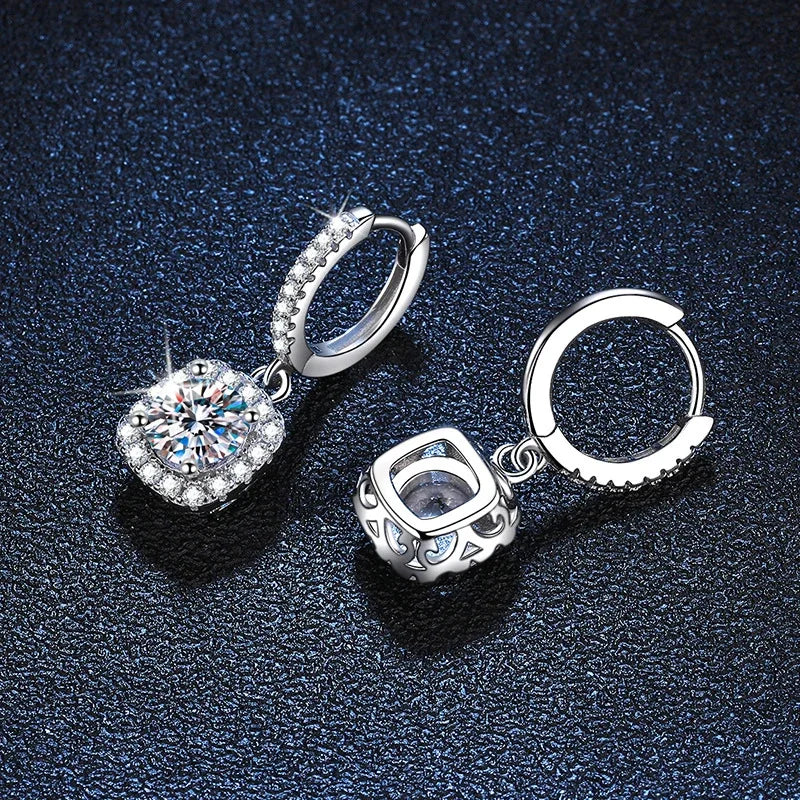 2 Carat Moissanite Drop Earrings for Women S925 Sterling Silver Sparkling Lab Diamond Earring Women's Wedding Jewelry