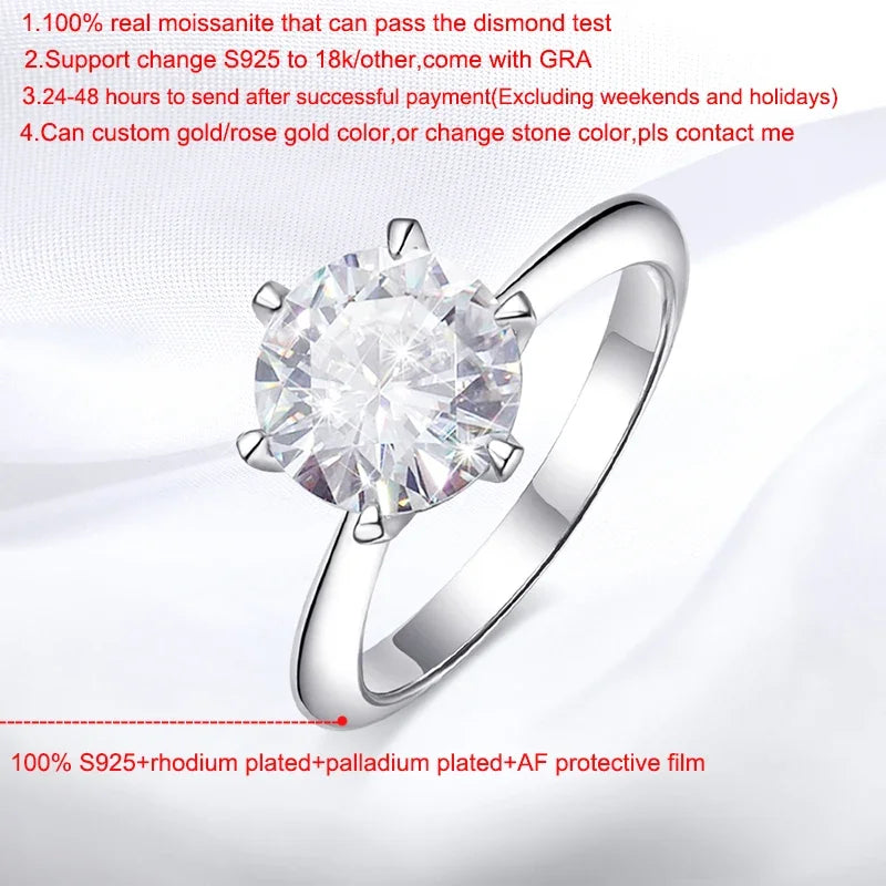 GRA Certified 1-5CT Moissanite Ring VVS1 Lab Diamond Solitaire Ring for Women Engagement Promise Wedding Band Jewelry
