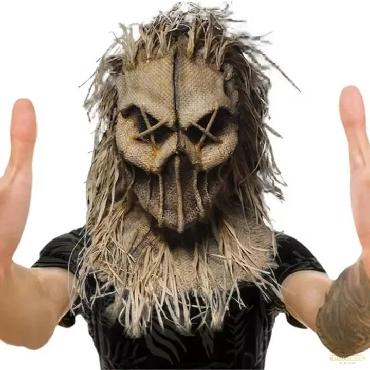 Scarecrow Mask Horror Halloween Mask Creative Costume Headgear Full Face Adult Unisex Masquerade Party Cosplay Scary Props Gifts