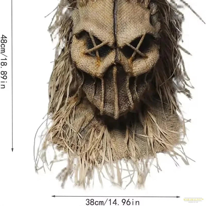 Scarecrow Mask Horror Halloween Mask Creative Costume Headgear Full Face Adult Unisex Masquerade Party Cosplay Scary Props Gifts