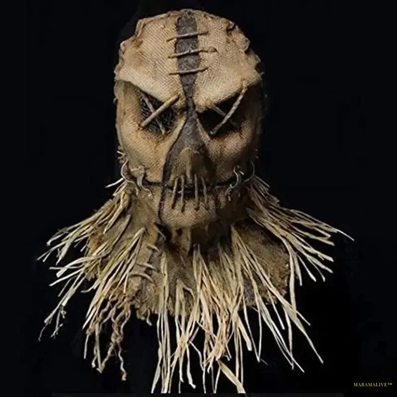 Scarecrow Mask Horror Halloween Mask Creative Costume Headgear Full Face Adult Unisex Masquerade Party Cosplay Scary Props Gifts