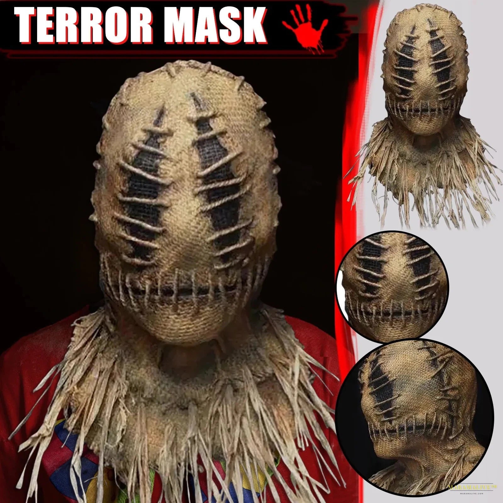 Scarecrow Mask Horror Halloween Mask Creative Halloween Costume Headgear For Masquerade Party Cosplay Scary Props