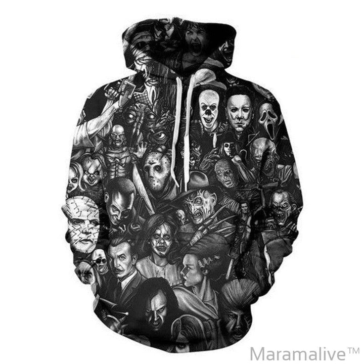 Scary Horror Character Hoodie 3D, Horror Hoodie