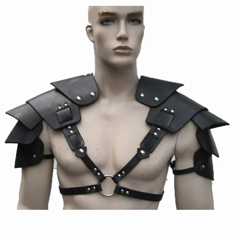 Medieval Renaissance Viking Pirate Shoulder Armor Knight Gladiator Pauldrons Steampunk Men PU Leather Chest Armour Cosplay Larp