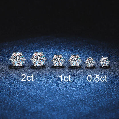 2ct Moissanite Earrings For Women Men Lab Diamond White Gold Plated 925 Sterling Silver Stud Earring Luxury Fine Jewelry