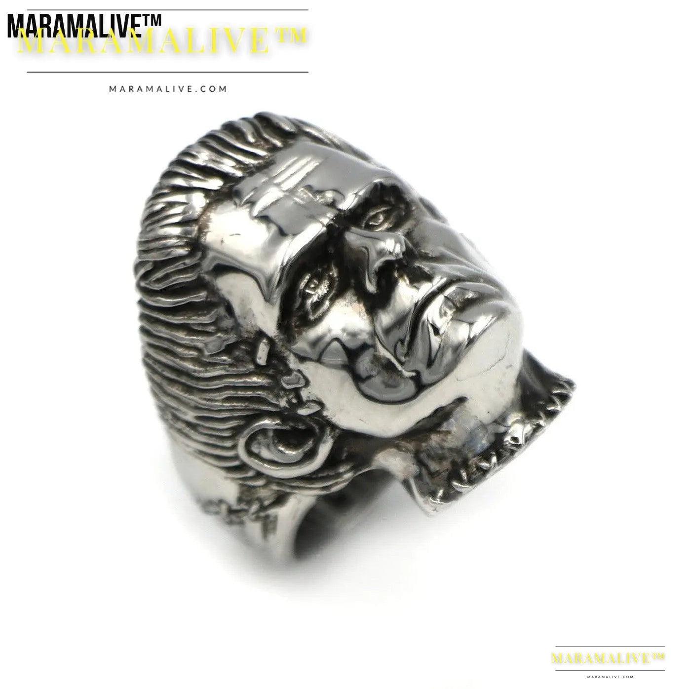 Science Fiction Victor Frankenstein Rings Punk Horror Scientist Stainless Steel Skull Ring Men's Biker Jewelry